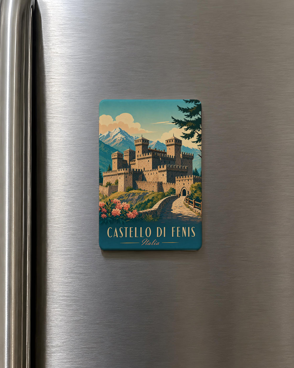 Castello di Fenis Fridge Magnet, Fenis Castle Italy Souvenir Magnet, Aosta Valley Landmark Travel Keepsake Magnet