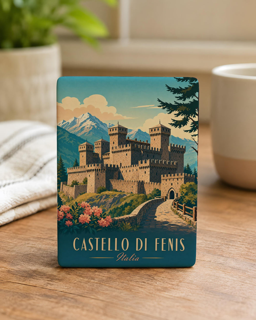 Castello di Fenis Fridge Magnet, Fenis Castle Italy Souvenir Magnet, Aosta Valley Landmark Travel Keepsake Magnet