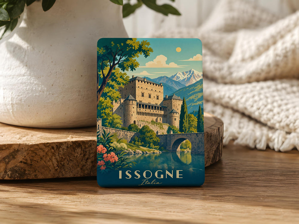 Castello di Issogne Fridge Magnet, Italian Castle Souvenir Magnet, Aosta Valley Italy Travel Gift, Historic Fortress Magnet