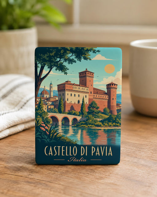 Castello di Pavia Fridge Magnet, Pavia Castle Landmark Souvenir Magnet, Italy Travel Keepsake Refrigerator Magnet