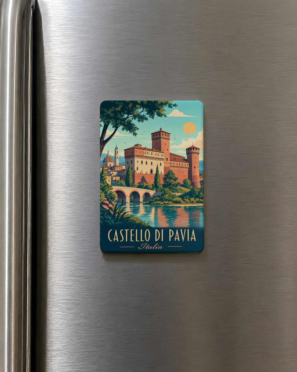 Castello di Pavia Fridge Magnet, Pavia Castle Landmark Souvenir Magnet, Italy Travel Keepsake Refrigerator Magnet