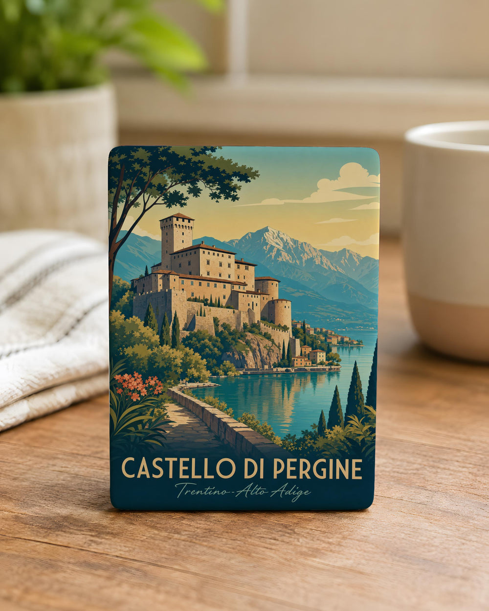 Castello di Pergine Fridge Magnet, Italian Castle Landmark Souvenir, Pergine Valsugana Travel Keepsake Magnet