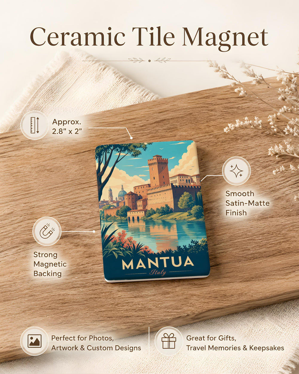 Castello di San Giorgio Mantua Italy Fridge Magnet, Mantua Castle Souvenir Magnet, Travel Landmark Refrigerator Magnet