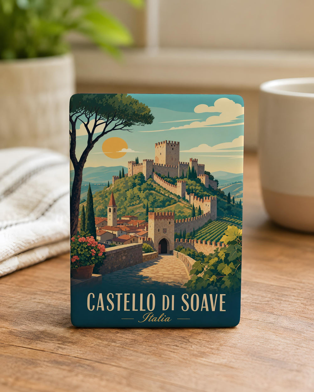 Castello di Soave Fridge Magnet, Soave Castle Italy Souvenir Magnet, Medieval Castle Travel Gift, Italian Landmark Magnet