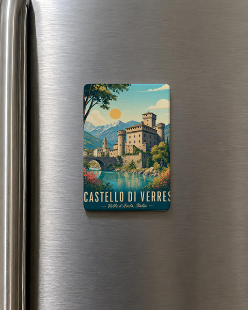 Castello di Verres Fridge Magnet, Verres Castle Souvenir Magnet, Italy Castle Landmark Refrigerator Magnet