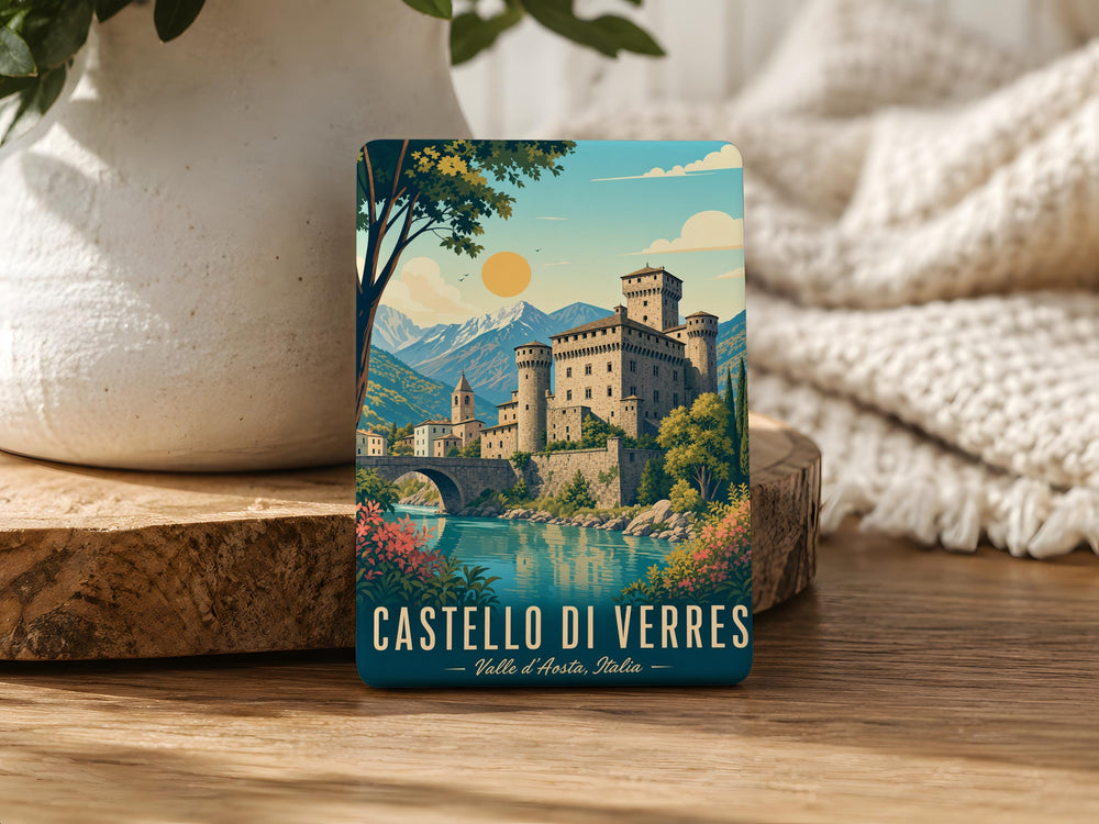 Castello di Verres Fridge Magnet, Verres Castle Souvenir Magnet, Italy Castle Landmark Refrigerator Magnet