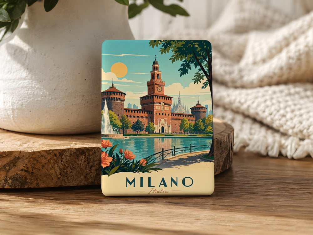 Castello Sforzesco Fridge Magnet, Milan Castle Souvenir Magnet, Italy Travel Gift, Historic Landmark Kitchen Magnet