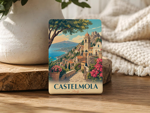 Castelmola Italy Fridge Magnet, Castelmola Sicily Souvenir Magnet, Italian Village Travel Keepsake, Taormina Area Gift