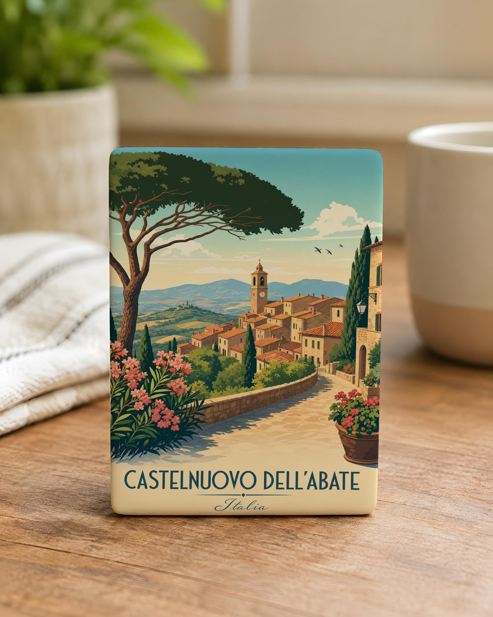 Castelnuovo dell’Abate Fridge Magnet, Tuscany Italy Village Souvenir Magnet, Italian Travel Landmark Refrigerator Magnet