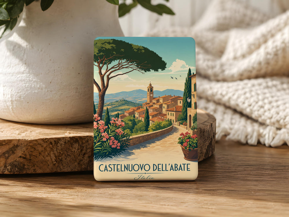 Castelnuovo dell’Abate Fridge Magnet, Tuscany Italy Village Souvenir Magnet, Italian Travel Landmark Refrigerator Magnet