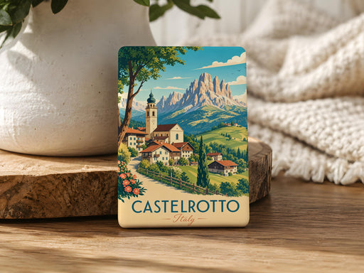 Castelrotto Italy Fridge Magnet, Alpe di Siusi Dolomites Souvenir Magnet, South Tyrol Travel Gift, Italian Village Keepsake