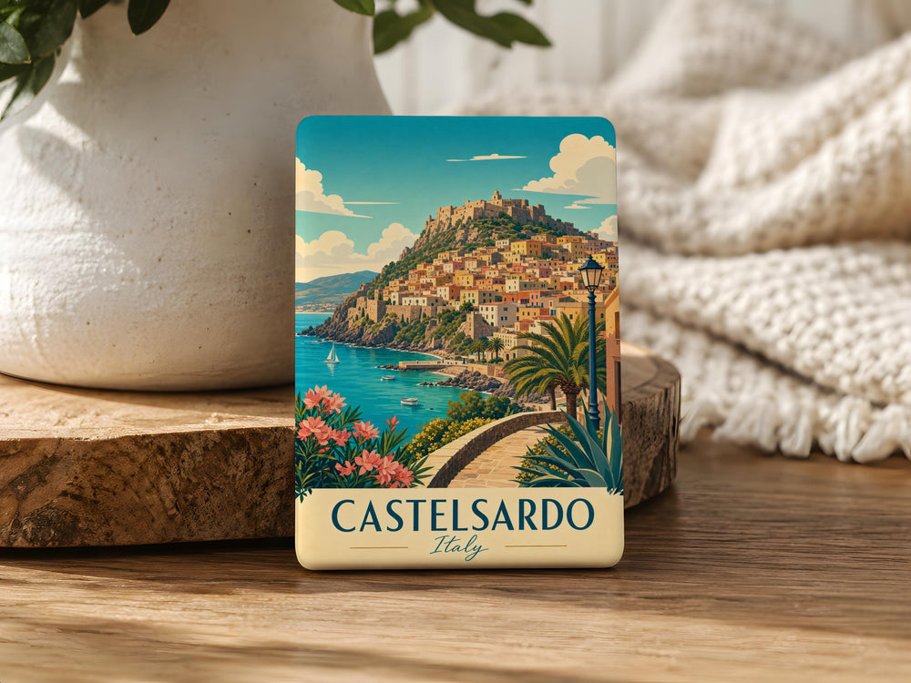 Castelsardo Italy Fridge Magnet, Castelsardo Sardinia Travel Souvenir Magnet, Italian Coastal Town Landmark Magnet