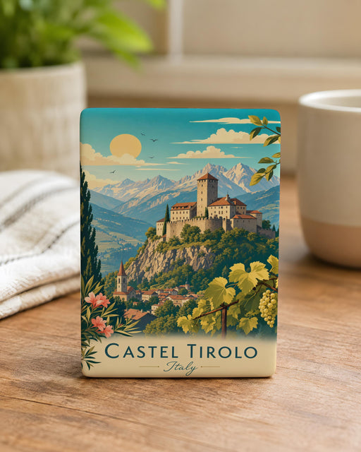 Castel Tirolo Castle Fridge Magnet, Tyrol Italy Landmark Souvenir Magnet, Medieval Fortress Travel Keepsake Magnet