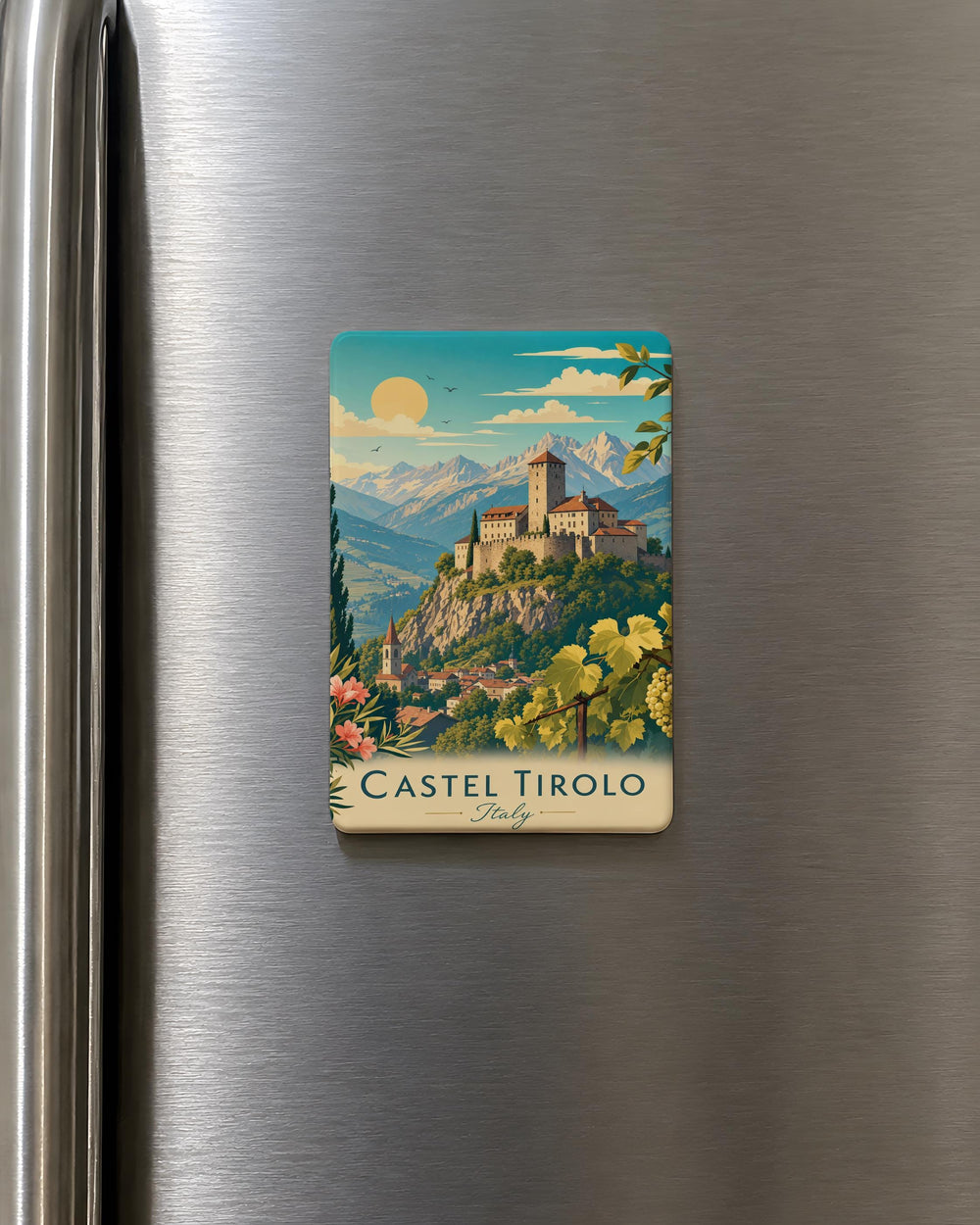 Castel Tirolo Castle Fridge Magnet, Tyrol Italy Landmark Souvenir Magnet, Medieval Fortress Travel Keepsake Magnet