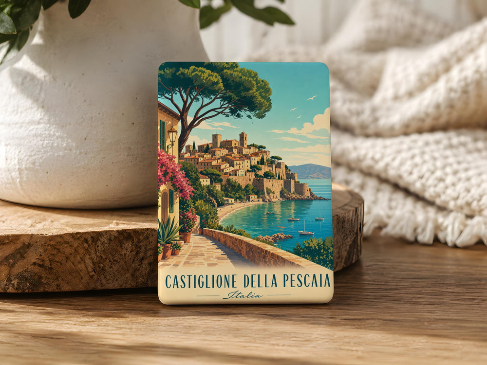 Castiglione della Pescaia Italy Fridge Magnet, Tuscan Coastal Town Souvenir Magnet, Travel Gift Keepsake