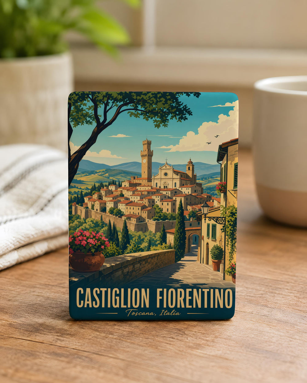 Castiglion Fiorentino Town Fridge Magnet, Tuscany Italy Travel Souvenir, Historic Hilltop Village Landmark Magnet