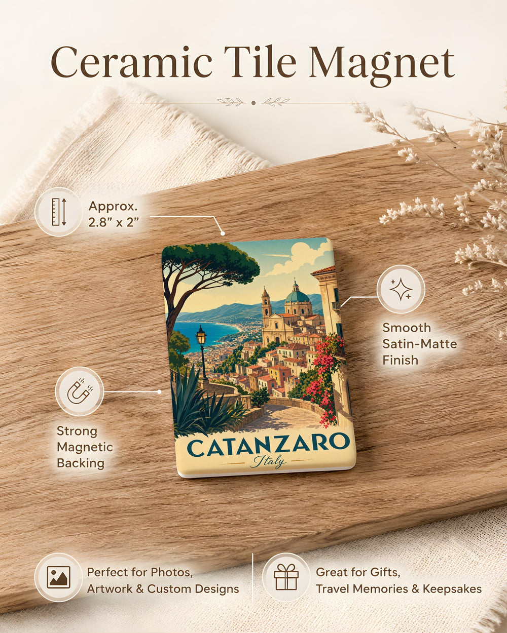 Catanzaro Italy Fridge Magnet, Catanzaro Souvenir Magnet, Calabria Travel Gift, Italy Vacation Keepsake, Italian City Magnet