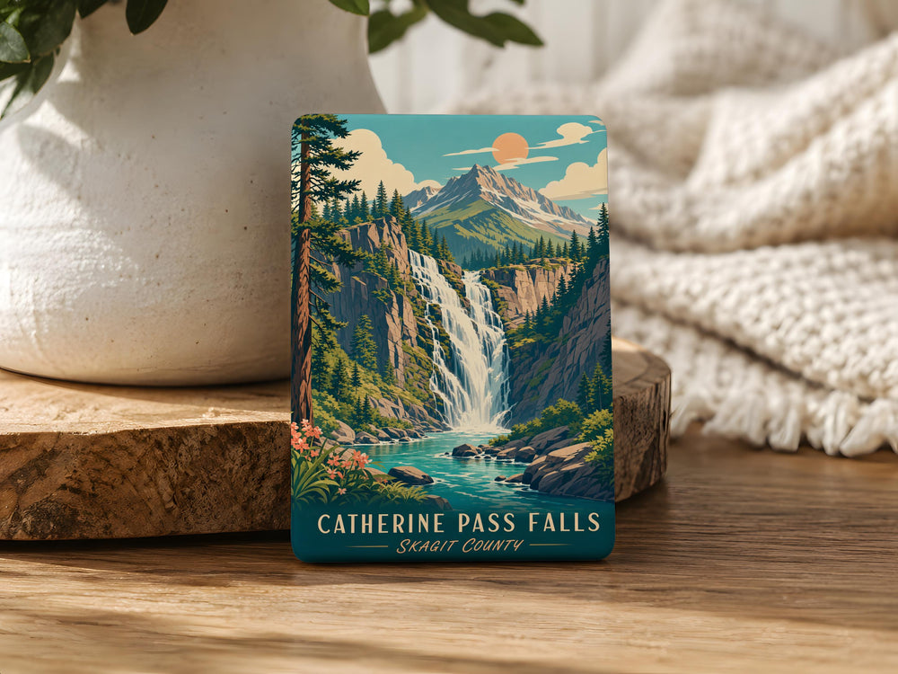 Catherine Pass Falls Fridge Magnet, Waterfall Landscape Souvenir Magnet, Nature Travel Keepsake, Hiking Adventure Gift
