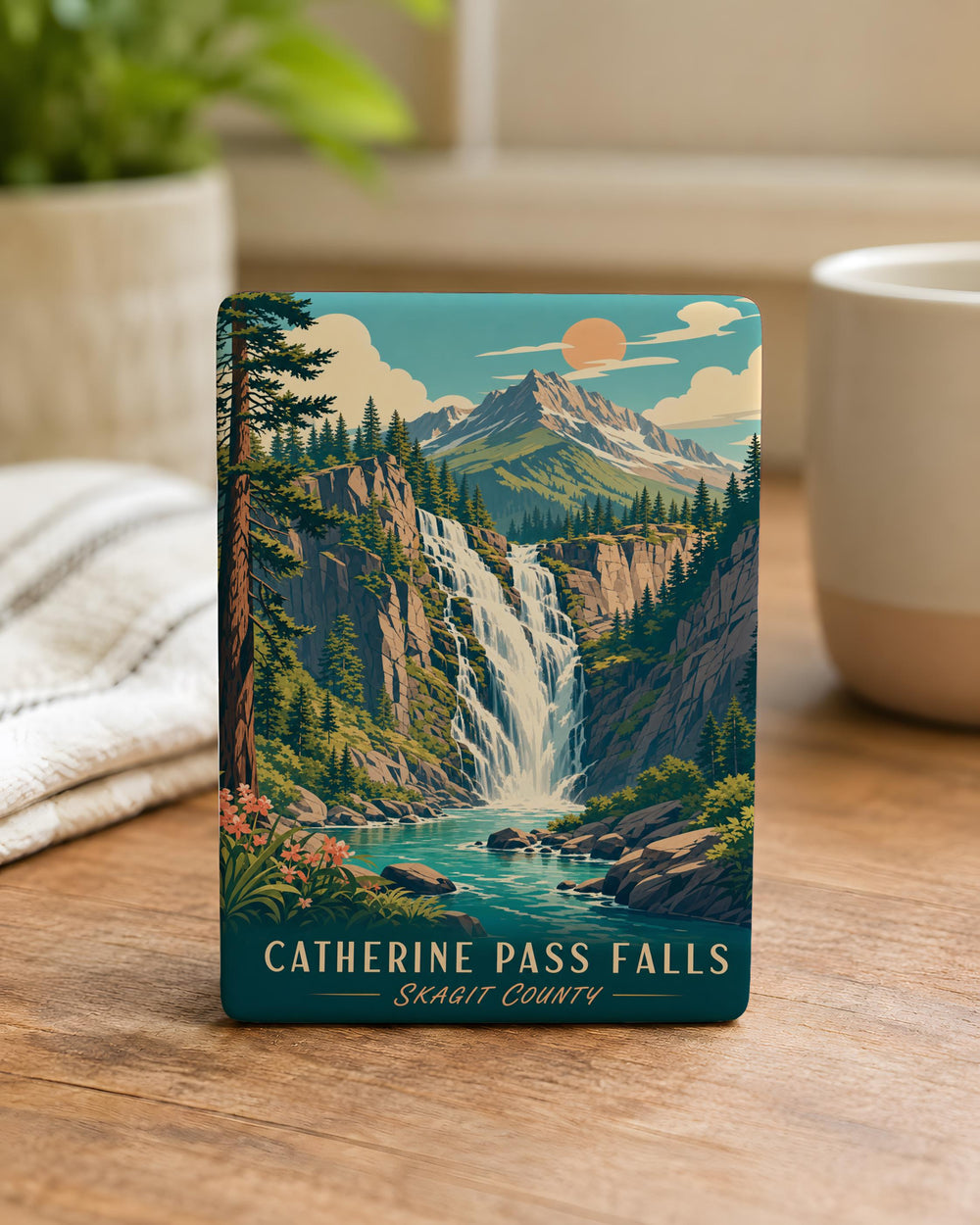 Catherine Pass Falls Fridge Magnet, Waterfall Landscape Souvenir Magnet, Nature Travel Keepsake, Hiking Adventure Gift