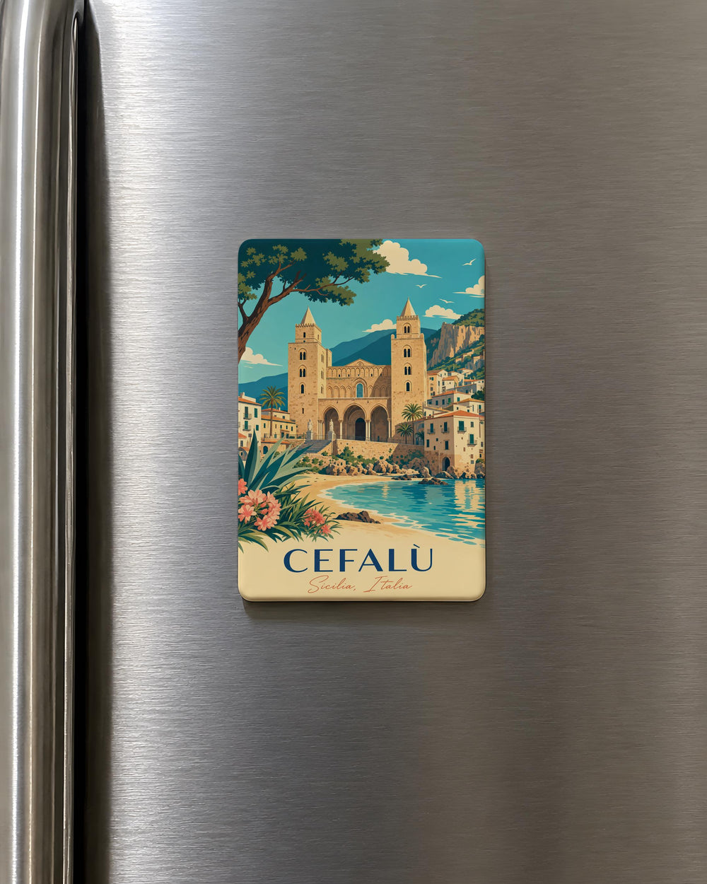 Cattedrale di Cefalù Fridge Magnet, Sicily Cathedral Landmark Souvenir Magnet, Italian Travel Gift, Cefalù Italy Keepsake Magnet