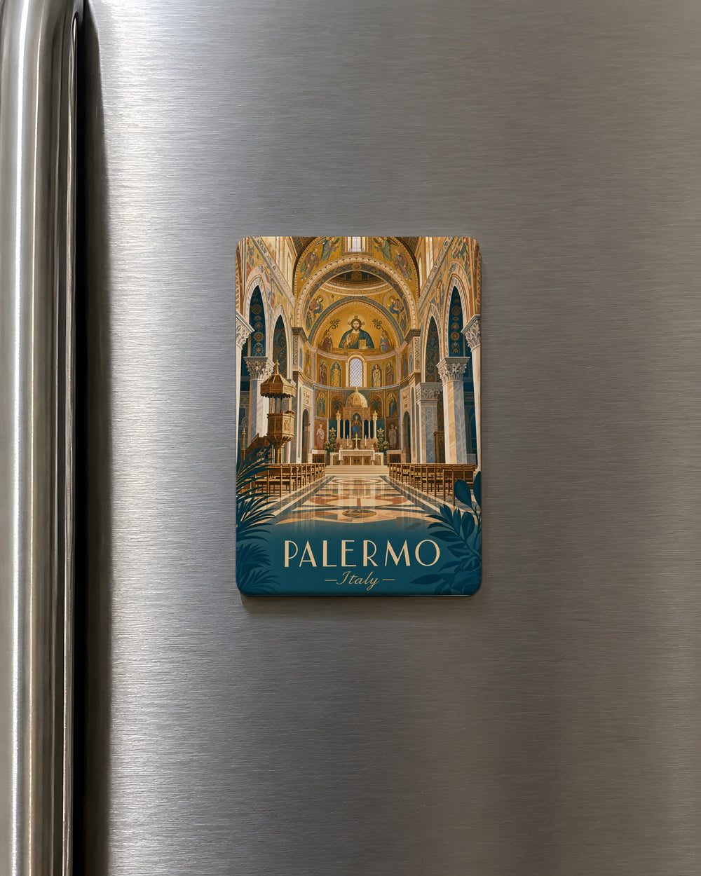 Palermo Cathedral Interior Fridge Magnet, Cattedrale di Palermo Church Inside Souvenir, Sicily Italy Travel Gift Magnet