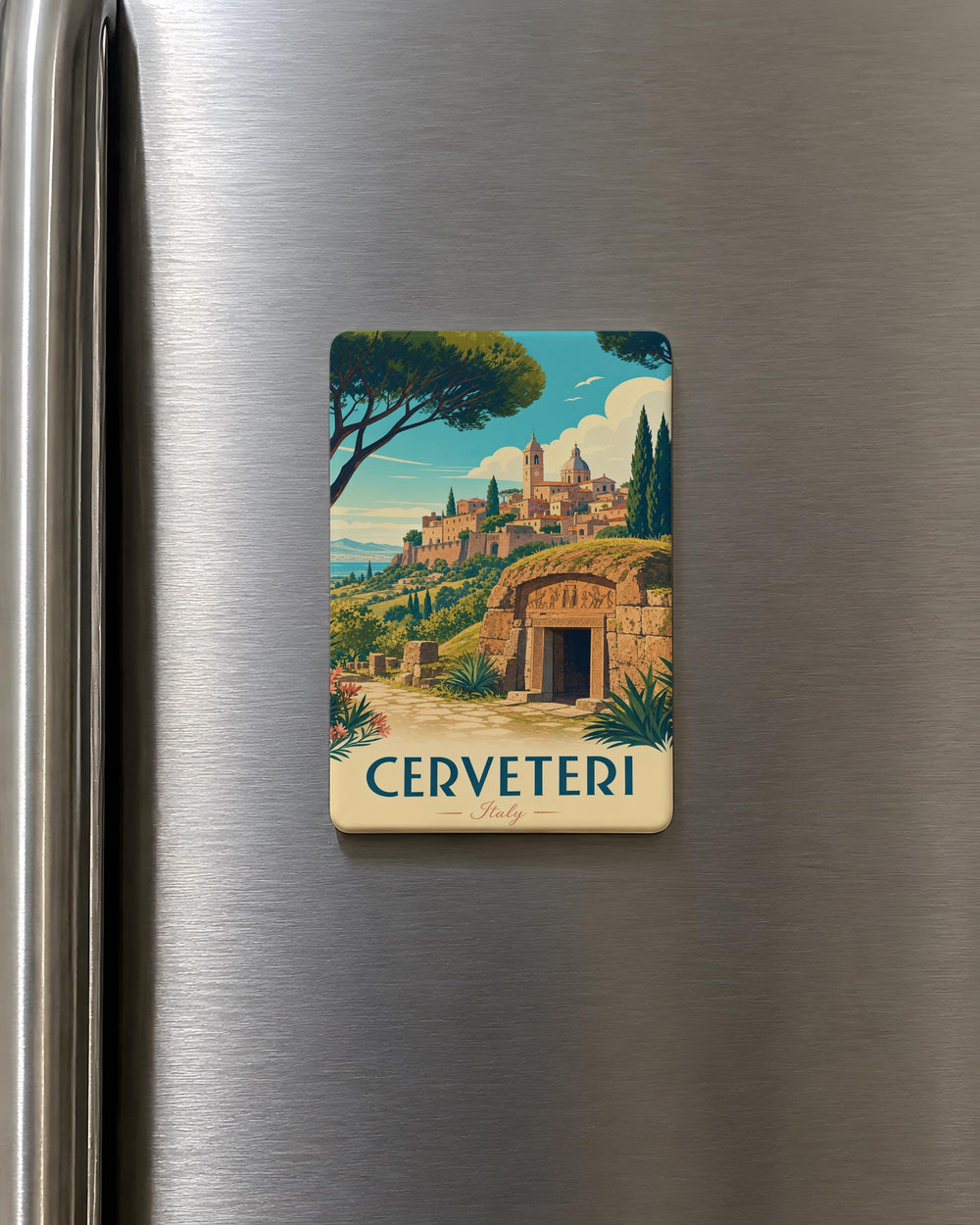Cerveteri Italy Fridge Magnet, Cerveteri Souvenir Magnet, Italy Travel Keepsake, Lazio Gift, Italian Town Landmark Magnet