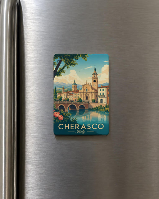 Cherasco Italy Fridge Magnet, Cherasco Town Souvenir Magnet, Piedmont Italy Travel Gift, Italian Village Landmark Magnet