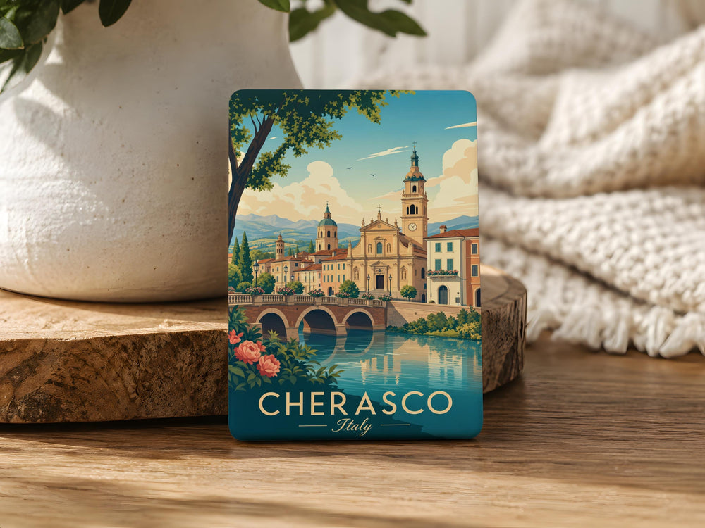 Cherasco Italy Fridge Magnet, Cherasco Town Souvenir Magnet, Piedmont Italy Travel Gift, Italian Village Landmark Magnet