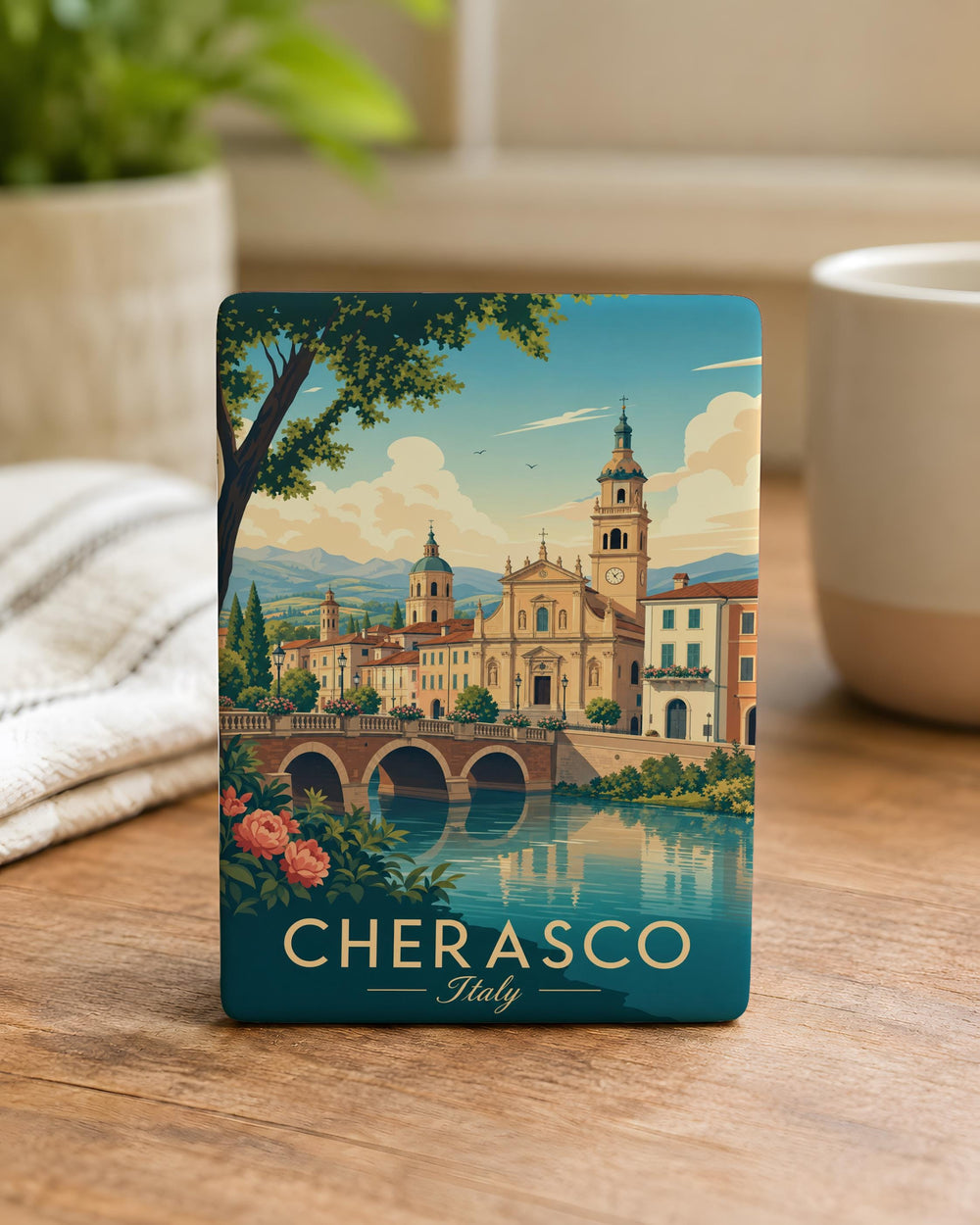 Cherasco Italy Fridge Magnet, Cherasco Town Souvenir Magnet, Piedmont Italy Travel Gift, Italian Village Landmark Magnet