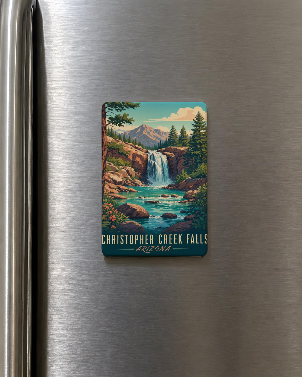 Christopher Creek Falls Fridge Magnet, Waterfall Nature Souvenir, Arizona Creekside Falls Travel Gift