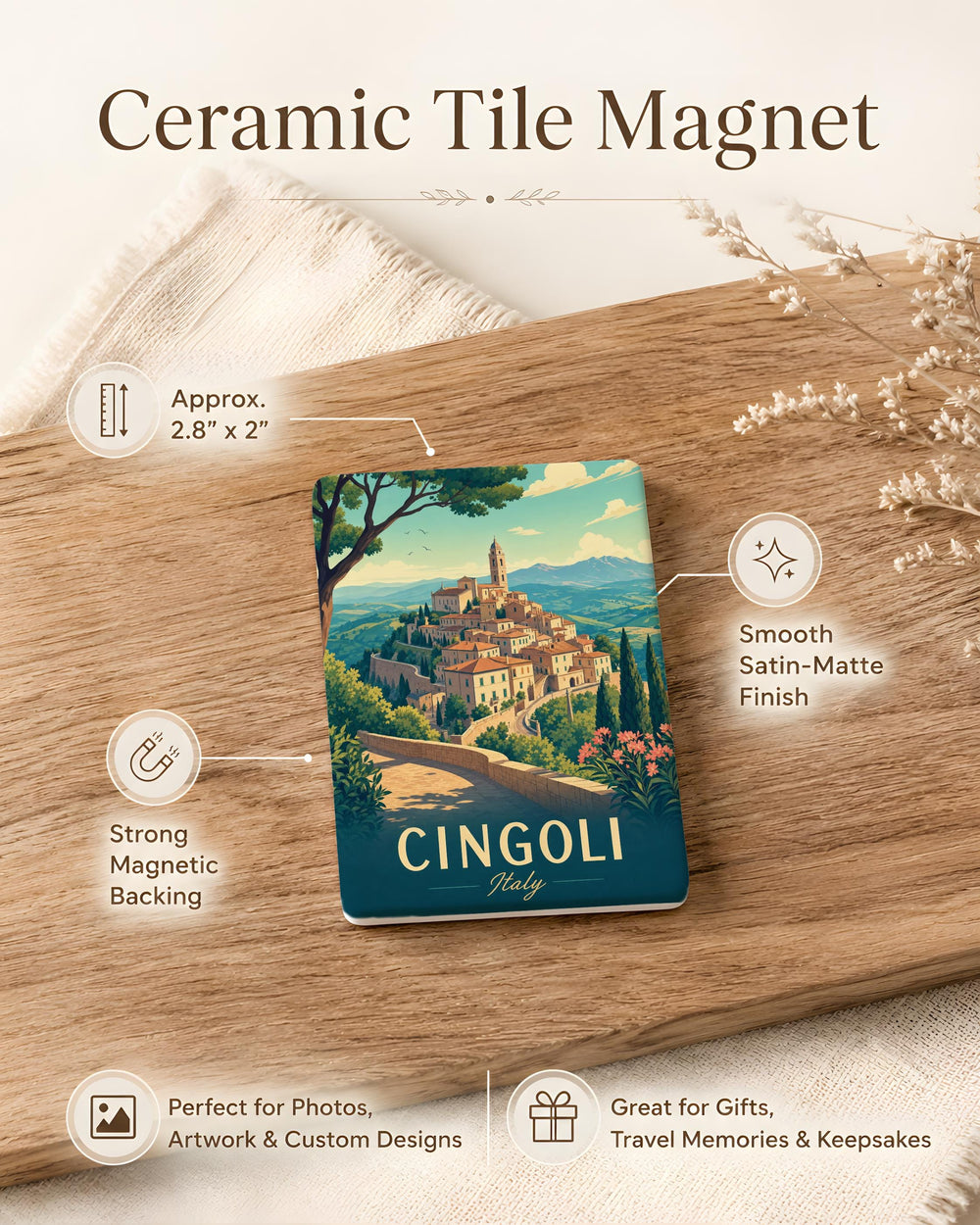 Cingoli Italy Fridge Magnet, Cingoli Souvenir Magnet, Italian Town Travel Gift, Marche Region Keepsake Magnet