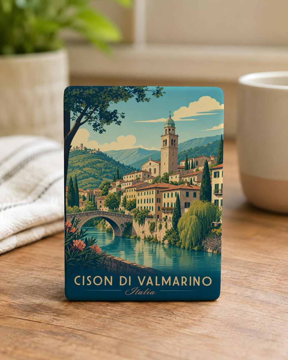 Cison di Valmarino Fridge Magnet, Italy Travel Souvenir Magnet, Cison di Valmarino Town Landmark Magnet