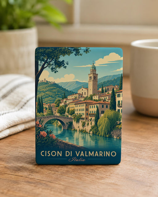 Cison di Valmarino Fridge Magnet, Italy Travel Souvenir Magnet, Cison di Valmarino Town Landmark Magnet