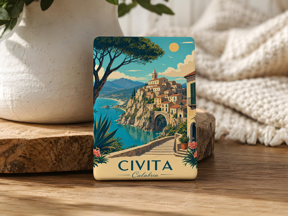Civita Calabria Italy Fridge Magnet, Civita Village Souvenir Magnet, Calabria Travel Gift, Italian Town Landmark Magnet