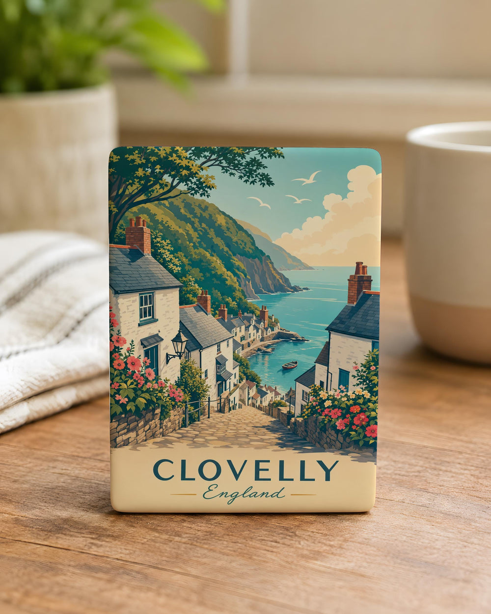 Clovelly England Fridge Magnet, Coastal Village Street Scene Souvenir Magnet, Devon Seaside Travel Gift