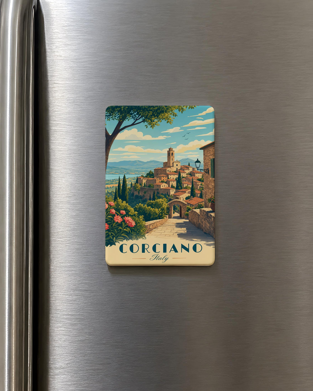 Corciano Italy Fridge Magnet, Corciano Village Souvenir Magnet, Umbria Travel Gift, Italian Town Landmark Magnet
