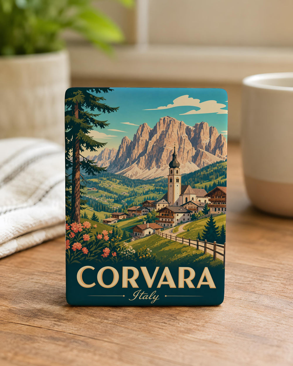 Corvara Italy Fridge Magnet, Dolomites Mountain Village Souvenir, South Tyrol Travel Gift, Alpine Landmark Keepsake
