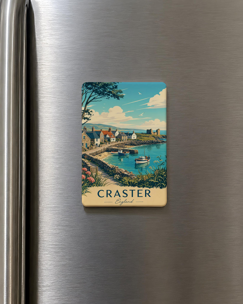 Craster England Fridge Magnet, Craster Village Northumberland Souvenir Magnet, England Coast Travel Keepsake Magnet