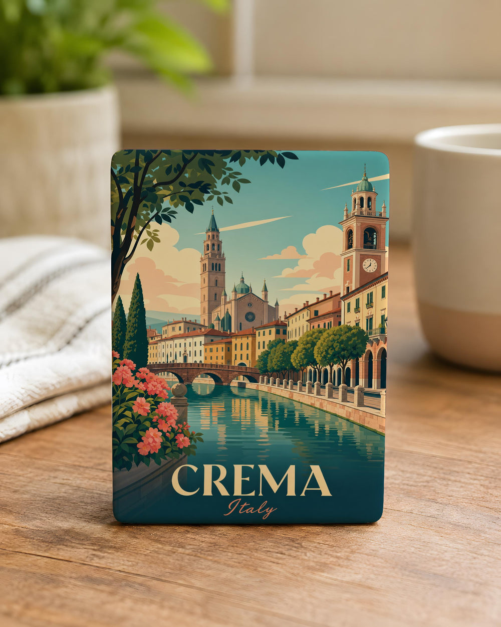 Crema Italy Fridge Magnet, Crema Lombardy Souvenir, Italian Travel Gift, Crema City Landmark Keepsake Magnet