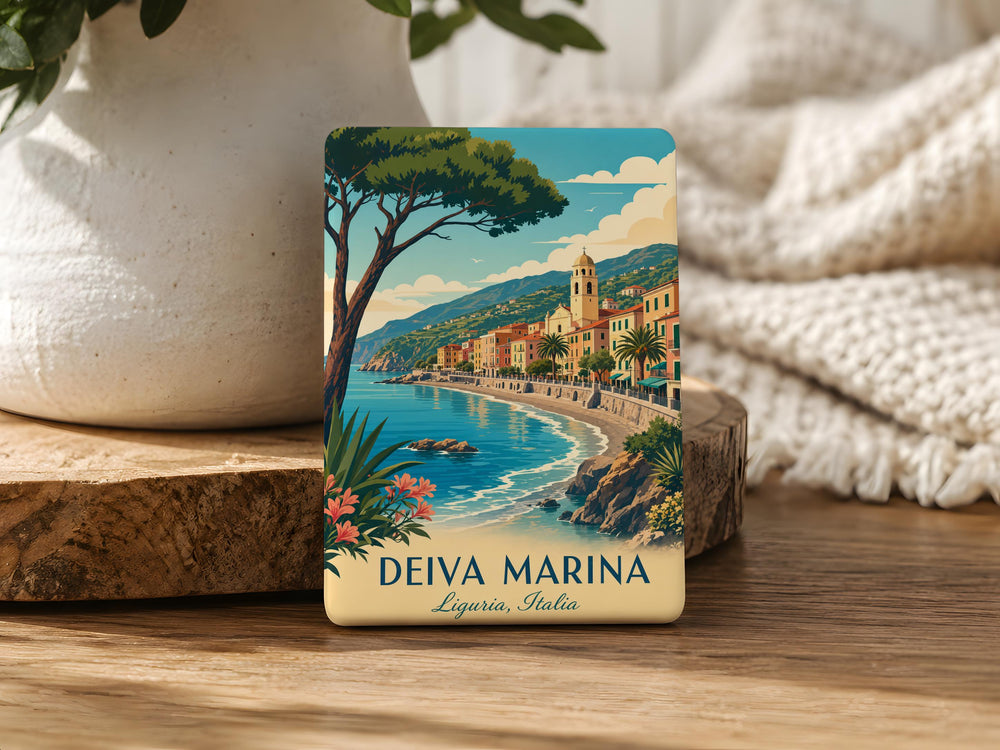 Deiva Marina Fridge Magnet, Coastal Harbor Scene Souvenir Magnet, Seaside Town Travel Gift, Lithuania Beach Keepsake Magnet
