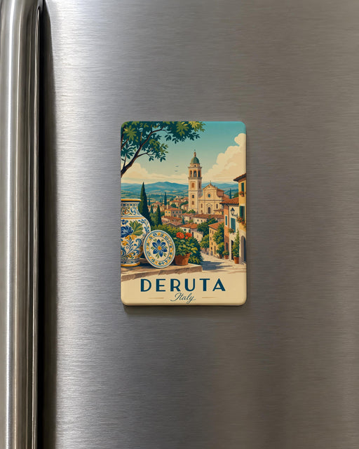 Deruta Italy Fridge Magnet, Deruta Town Souvenir Magnet, Italy Travel Keepsake, Umbria Gift, Italian Village Magnet
