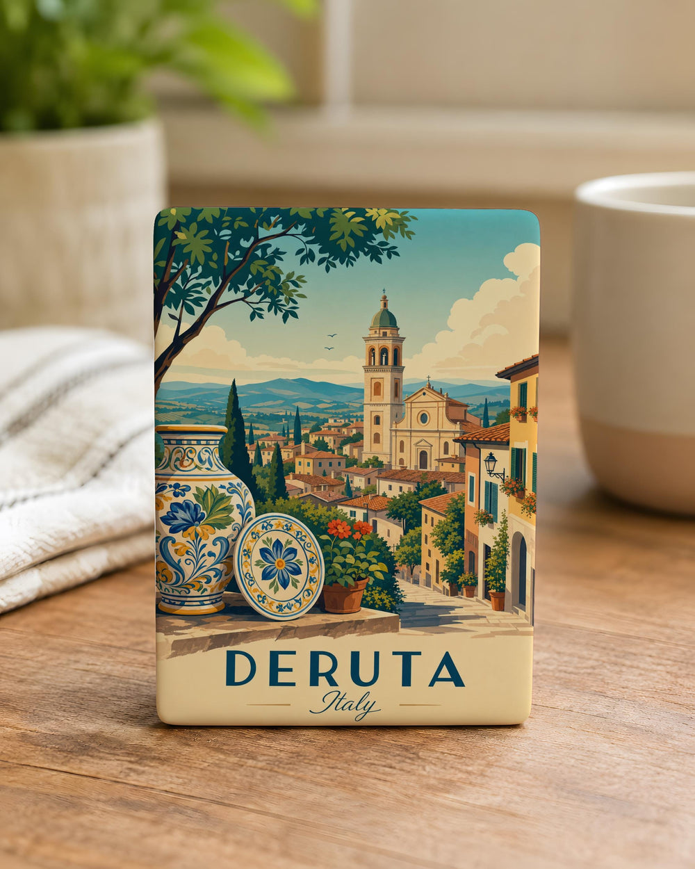 Deruta Italy Fridge Magnet, Deruta Town Souvenir Magnet, Italy Travel Keepsake, Umbria Gift, Italian Village Magnet