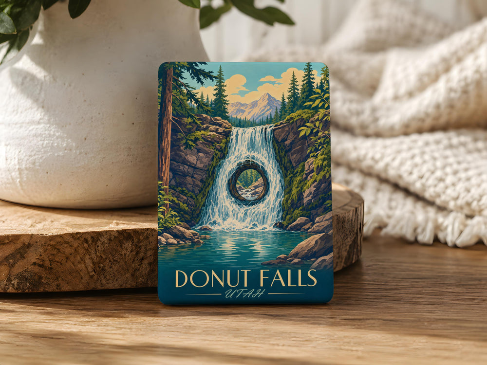 Donut Falls Fridge Magnet, Waterfall and Donut-Themed Mountain Hiking Souvenir Magnet, Utah Nature Travel Keepsake