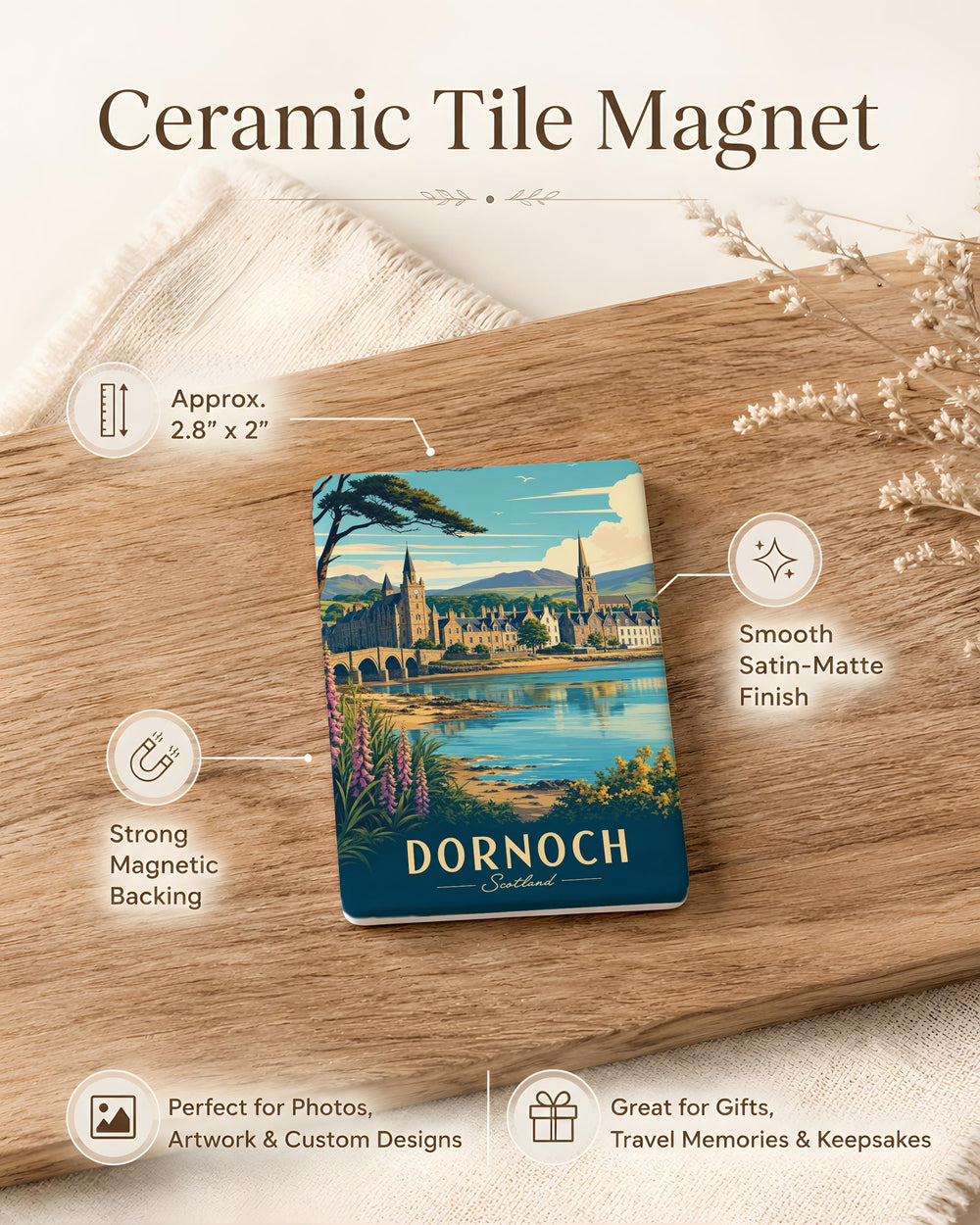 Dornoch Scotland Fridge Magnet, Dornoch Town Souvenir Magnet, Scottish Highlands Travel Magnet, Scotland Gift Magnet