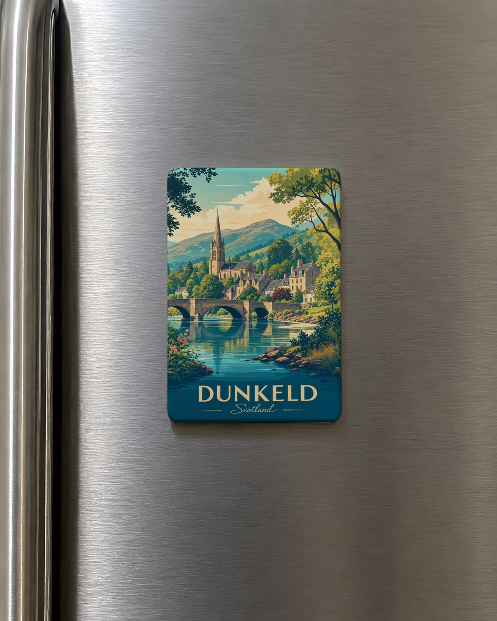 Dunkeld Scotland Fridge Magnet, Dunkeld Village Souvenir Magnet, Scottish Highlands Travel Gift, Scotland Landmark Keepsake Magnet