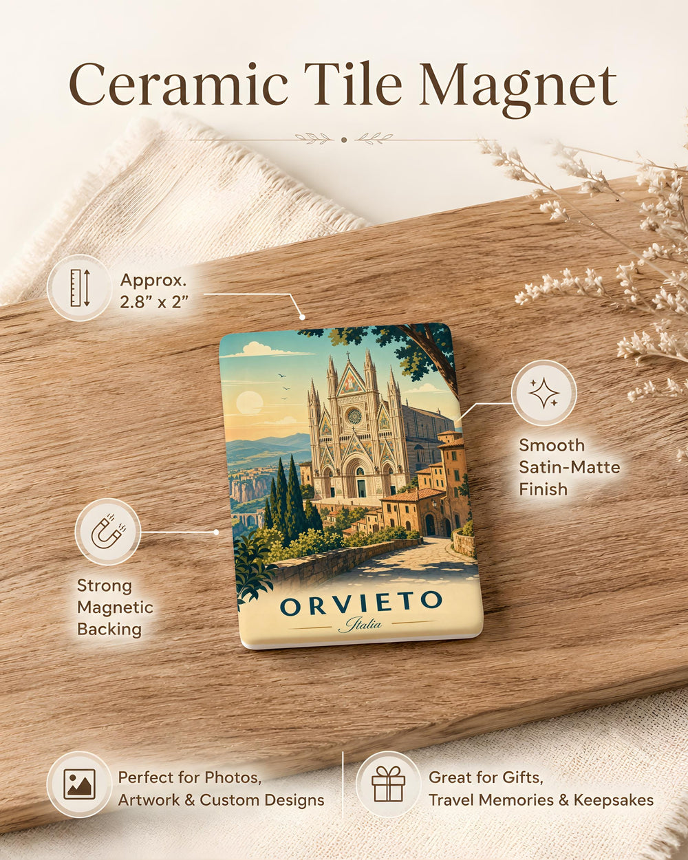 Duomo di Orvieto Fridge Magnet, Orvieto Cathedral Souvenir Magnet, Italy Travel Gift, Italian Landmark Kitchen Magnet