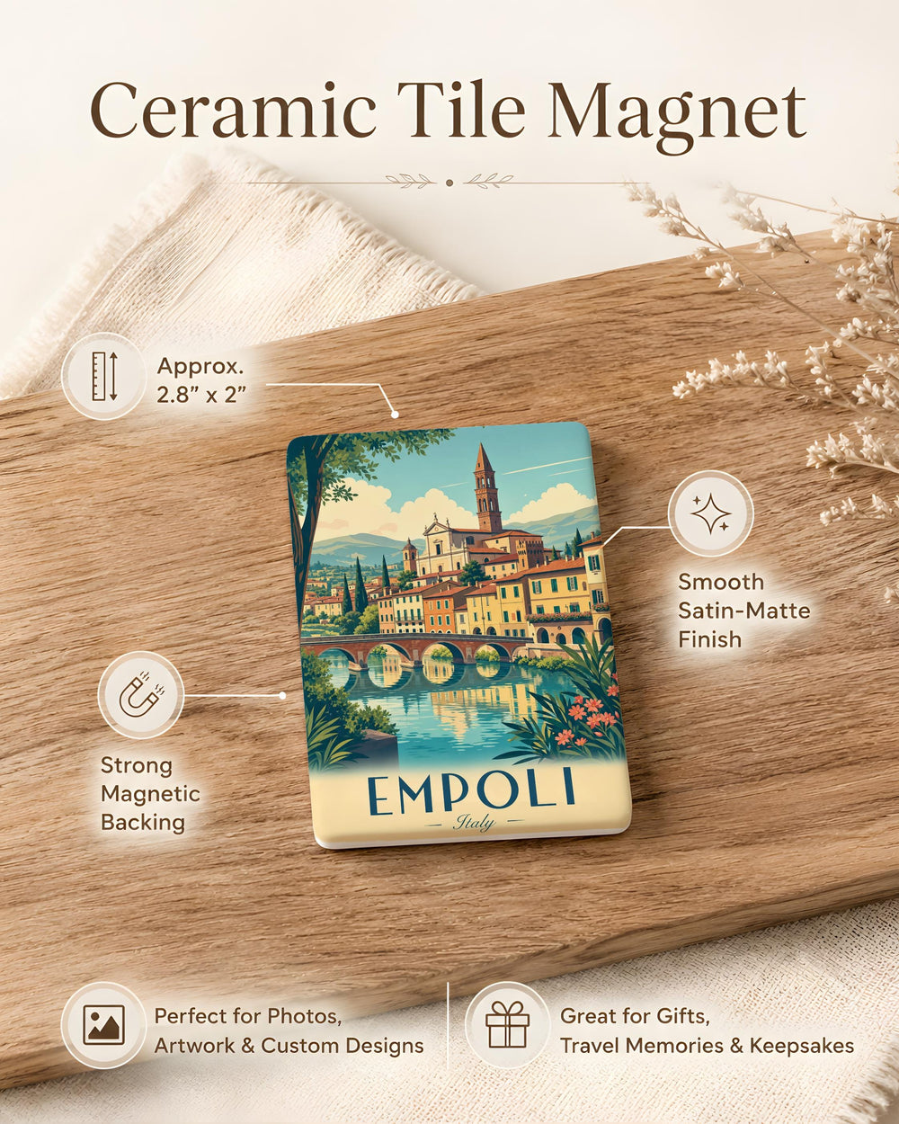 Empoli Italy Fridge Magnet, Empoli Souvenir Magnet, Tuscany Travel Keepsake, Italy City Landmark Refrigerator Magnet