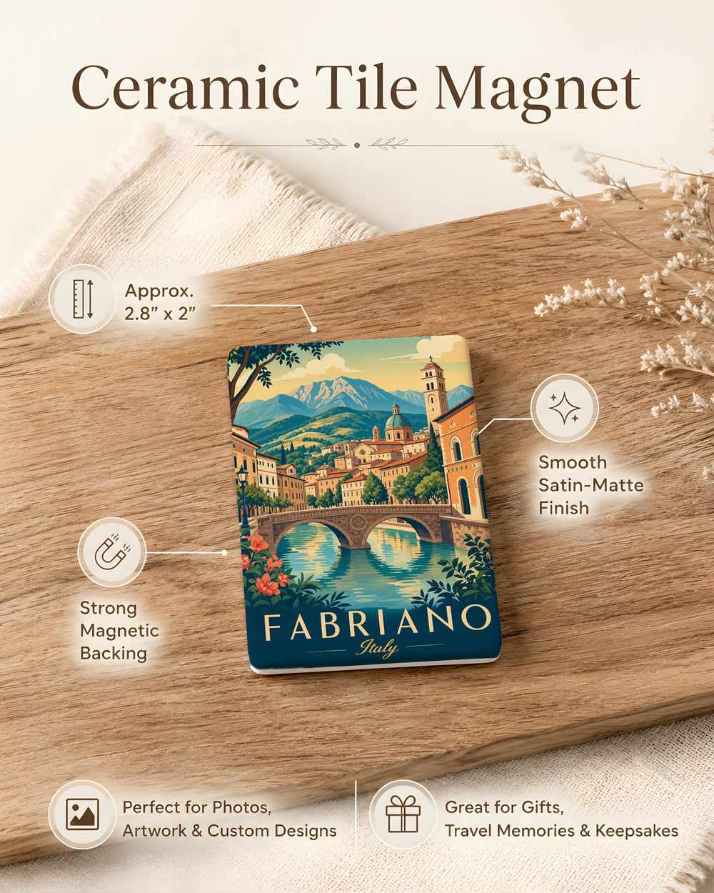 Fabriano Italy Fridge Magnet, Fabriano Travel Souvenir Magnet, Italy City Landmark Refrigerator Magnet, Italian Vacation Gift