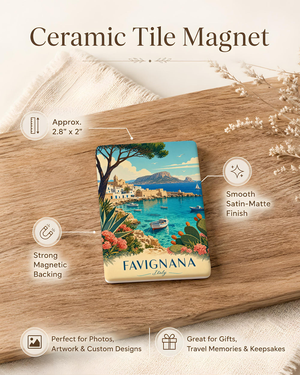 Favignana Italy Fridge Magnet, Favignana Island Sicily Souvenir Magnet, Italian Travel Keepsake Magnet, Italy Vacation Gift