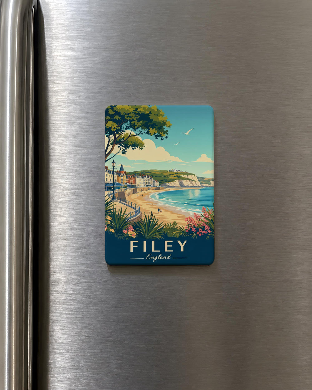 Filey England Fridge Magnet, Filey Yorkshire Seaside Souvenir Magnet, Filey Beach Coastal Town Travel Gift, UK Magnet